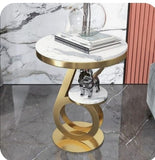 Sofa Side Table  Gold & White | MST-0138