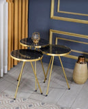 Side Tables Set of 3 Round Coffee Tables with Metal Frame Living Room Table |  MST-0329