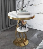 Sofa Side Table  Gold & White | MST-0138