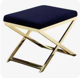 X-Base Entryway Modern Bench With Velvet Upholstery in Gold | WSC-0185