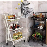 3-Layer Kitchen Storage Trolly Rolling Utility Cart Slide Vegetable Basket